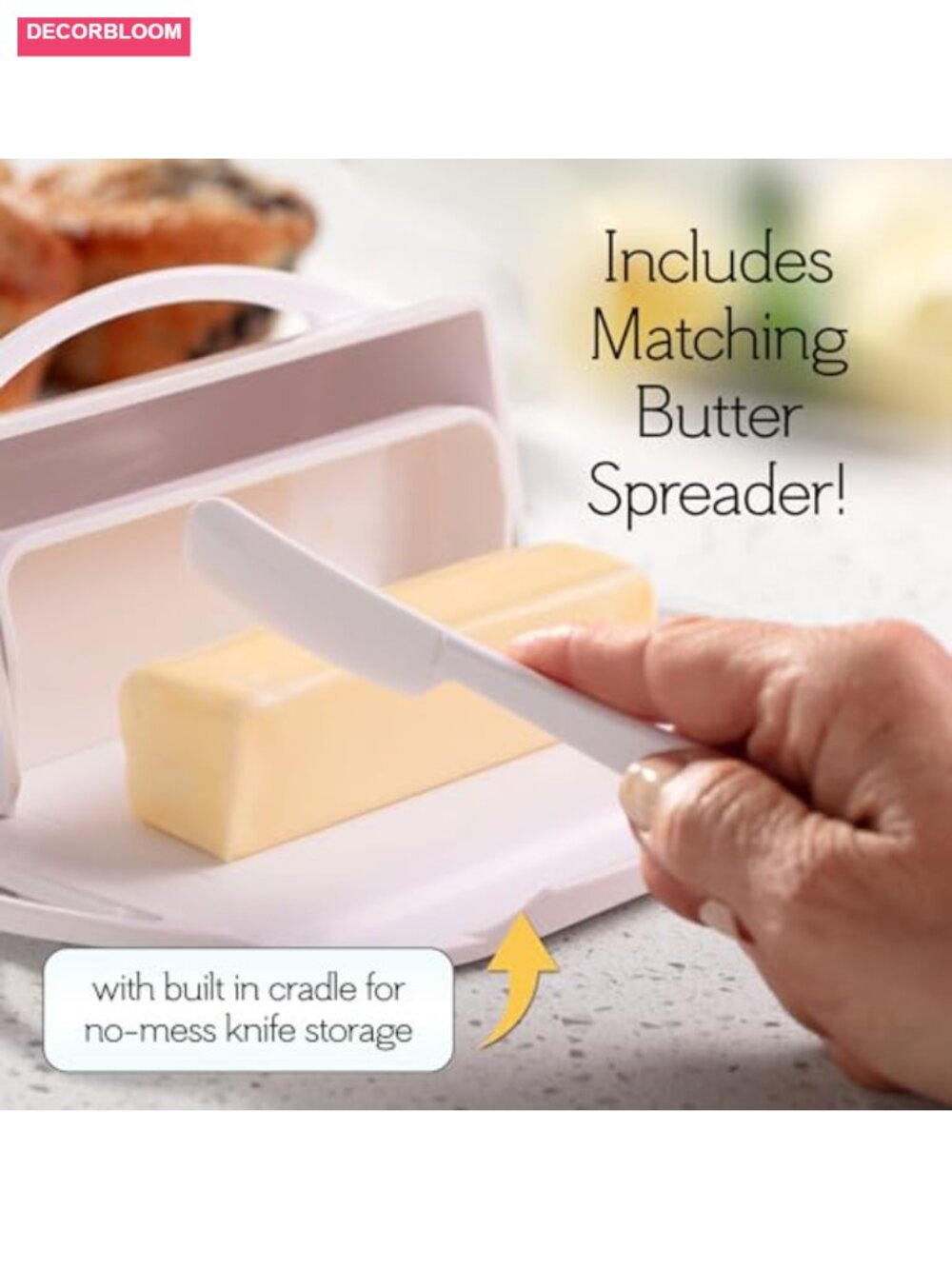 Flip Top Butter Dish 1-Piece Plastic, Holds 2 Sticks, Dishwasher Safe - Picture 3 of 6